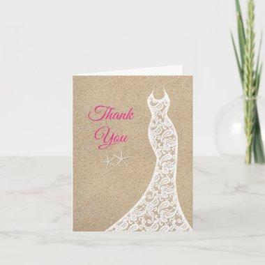 Beautiful Beach Thank You Invitations in Pink