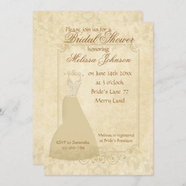 Beautiful Beige Vintage paper Bridal Shower Invite