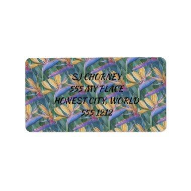 BEAUTIFUL BIRD OF PARADISE FLORAL LABEL