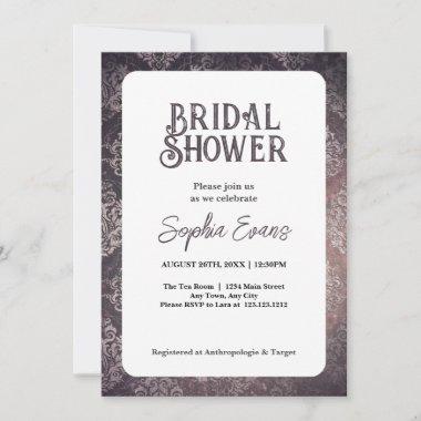 Beautiful Black Damask White Bridal Shower Invitations