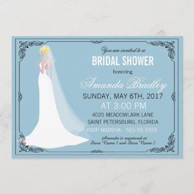 Beautiful Blonde Bride Bridal Shower Invitations