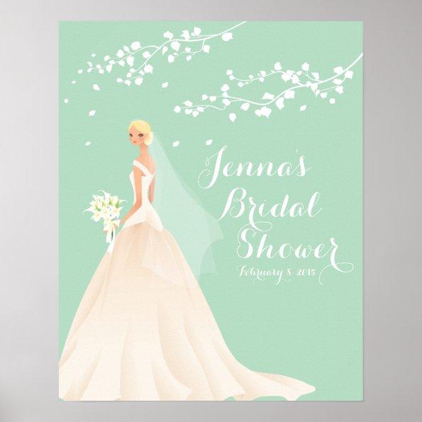 Beautiful Blonde Bride Bridal Shower Poster
