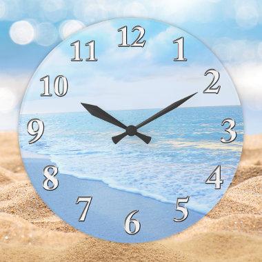 Beautiful Blue and Turquoise Beach Wall Clock
