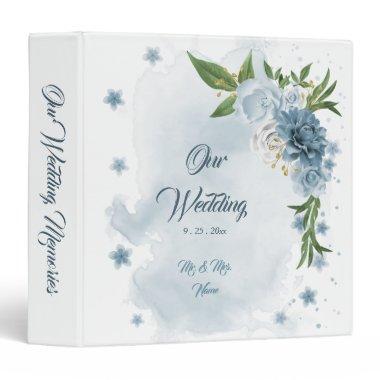 beautiful blue shades flowers greenery photo album 3 ring binder