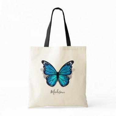 Beautiful Blue Watercolor 3D Butterfly Tote Bag