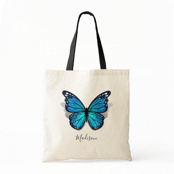 Beautiful Blue Watercolor 3D Butterfly Tote Bag