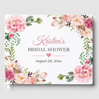 Beautiful Blush Pink Floral  Guest Book