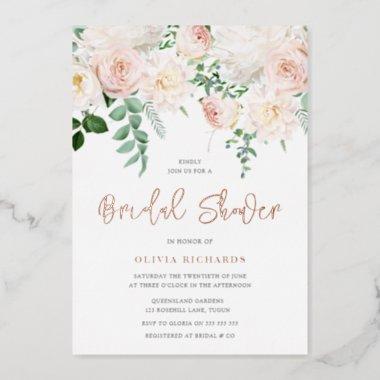 Beautiful Blush & Rose Gold Bridal Shower Foil Invitations
