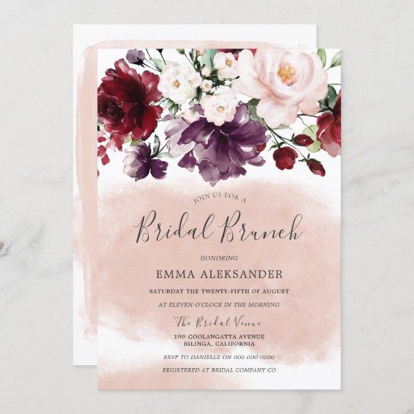 Beautiful Blush Watercolor Botanical Bridal Shower Invitations