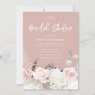 Beautiful Botanical Rose All Seasons Bridal Shower Invitations