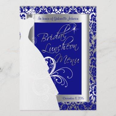 Beautiful Bridal Menu in Silver and Royal Blue