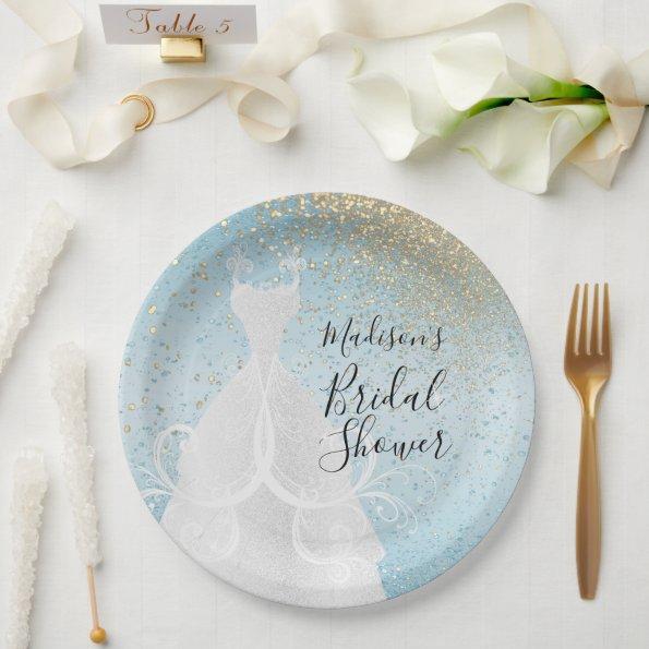 Beautiful Bridal Shower - Baby Blue Paper Plates