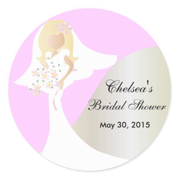 Beautiful Bride Bridal Shower Classic Round Sticker