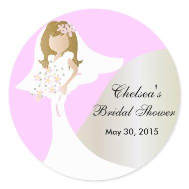 Beautiful Bride Bridal Shower Classic Round Sticker