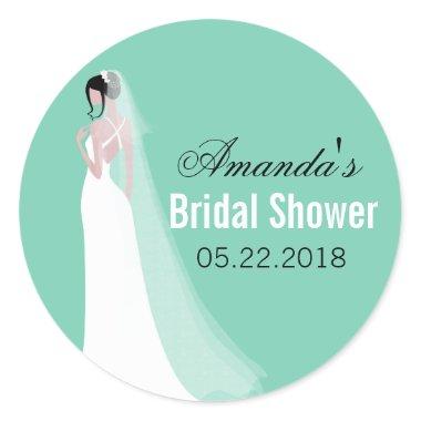 Beautiful Bride Personalized Bridal Shower Classic Round Sticker
