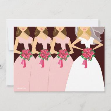 Beautiful Bride Pink Bridesmaids Bridal Shower Invitations