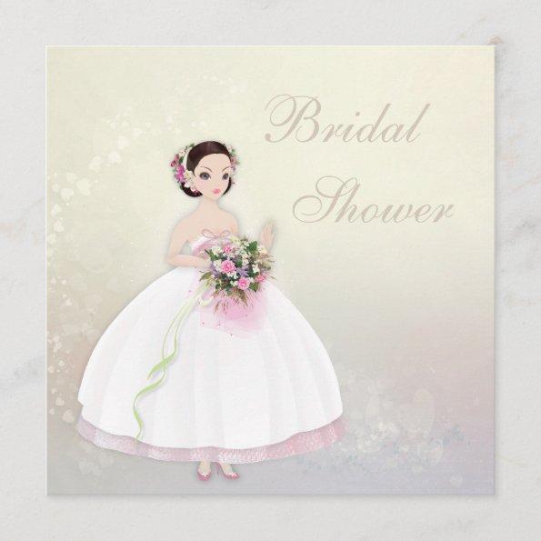 Beautiful Bride Romantic Hearts Bridal Shower Invitations