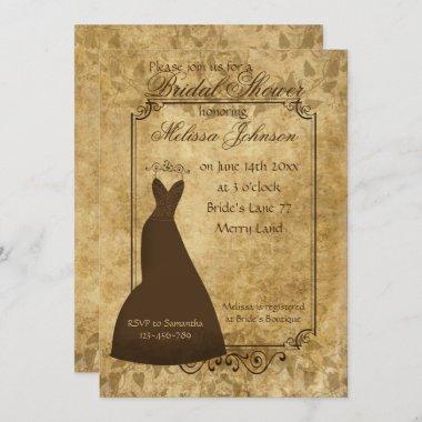 Beautiful Brown Vintage paper Bridal Shower Invite