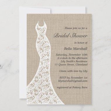Beautiful Burlap Bridal Shower Invitations