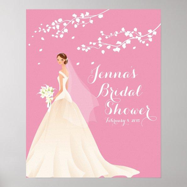 Beautiful Chic Pink Bride Bridal Shower Poster