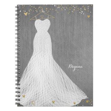 Beautiful Dress on Gold Hanger Bridal Shower Notebook