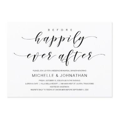 Beautiful Elegance, Black Script, Rehearsal Dinner Invitations