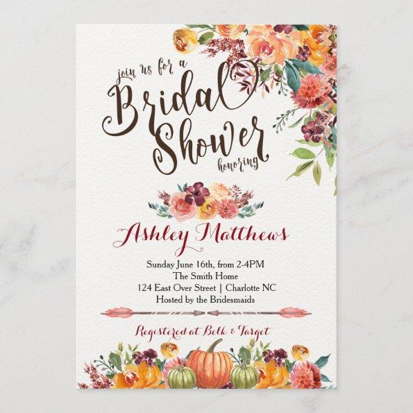 Beautiful FalFloral Bridal Shower Invitations, Baby Invitations