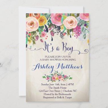 Beautiful Floral Baby Shower Invitations, Baby Invitations