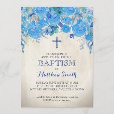 Beautiful Floral Baptism Invitations, Baby Invitations