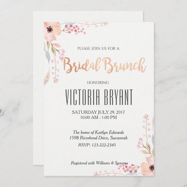 Beautiful Floral Bridal Brunch Invitations