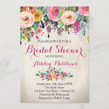 Beautiful Floral Bridal Shower Invitations, Baby Invitations