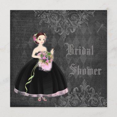 Beautiful Gothic Bride Shabby Chic Bridal Shower Invitations