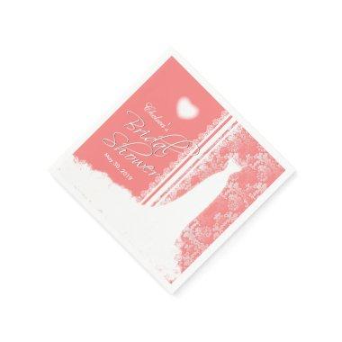 Beautiful Gown Bridal Shower on Coral Paper Napkins