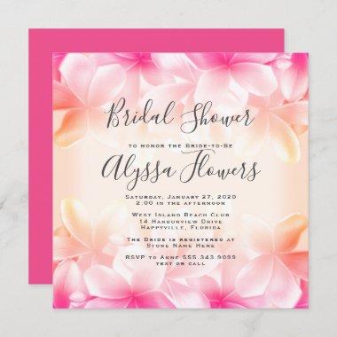Beautiful Hawaiian Flowers Bridal Shower Square Invitations