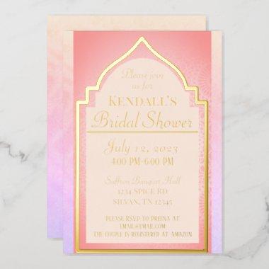 Beautiful Indian Arabian Nights Bridal Shower Foil Invitations