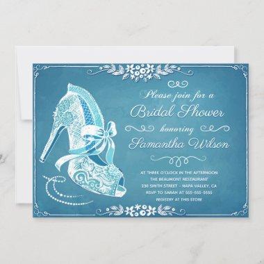 Beautiful Lace Bride's Shoes Bridal Shower Invitations