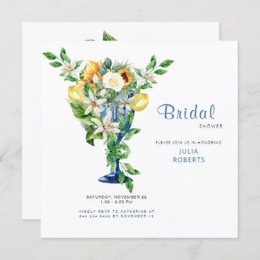 Beautiful Mediterranean Floral Bridal Shower Invitations