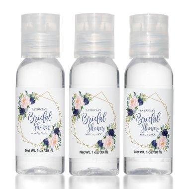 Beautiful Peach And Navy Blue Floral Bridal Shower Hand Sanitizer