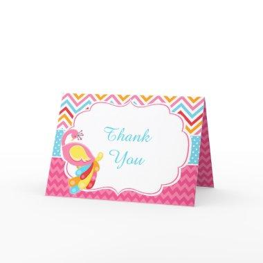 Beautiful Peacock Pink Chevron  Thank You