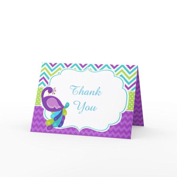 Beautiful Peacock Purple Chevron  Thank You