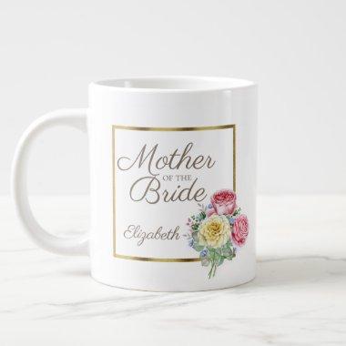 Beautiful Pink and Yellow Floral Mother Bride Giant Coffee Mug