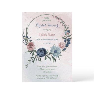 beautiful pink blue floral wreath
