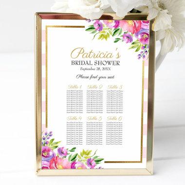 Beautiful Pink Floral Bridal Shower Seating Chart