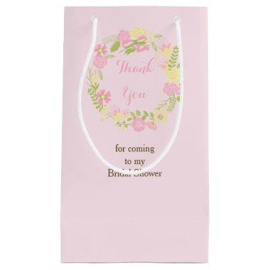 Beautiful Pink Floral Wreath Bridal Show Thank You Small Gift Bag