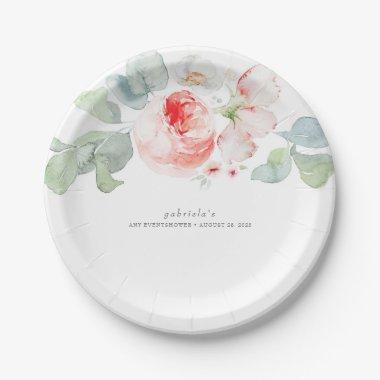Beautiful Pink Flowers Elegant Delicate Paper Plates