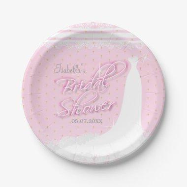 Beautiful Pink Religious Bridal Shower Paper Plates