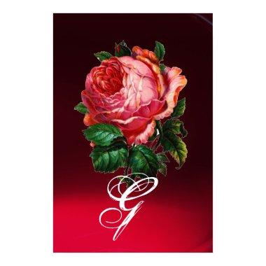 BEAUTIFUL PINK ROSE MONOGRAM POSTER