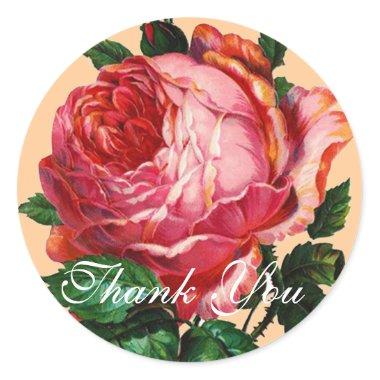 BEAUTIFUL PINK ROSE Thank You Classic Round Sticker