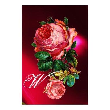 BEAUTIFUL PINK ROSES MONOGRAM POSTER