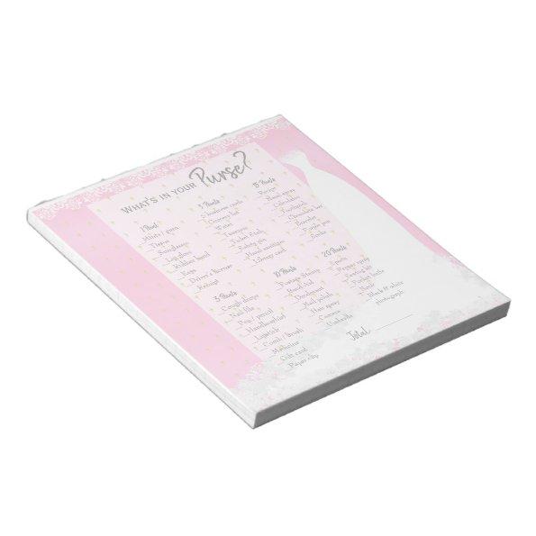 Beautiful Pink Satin Religious Bridal Shower Game Notepad